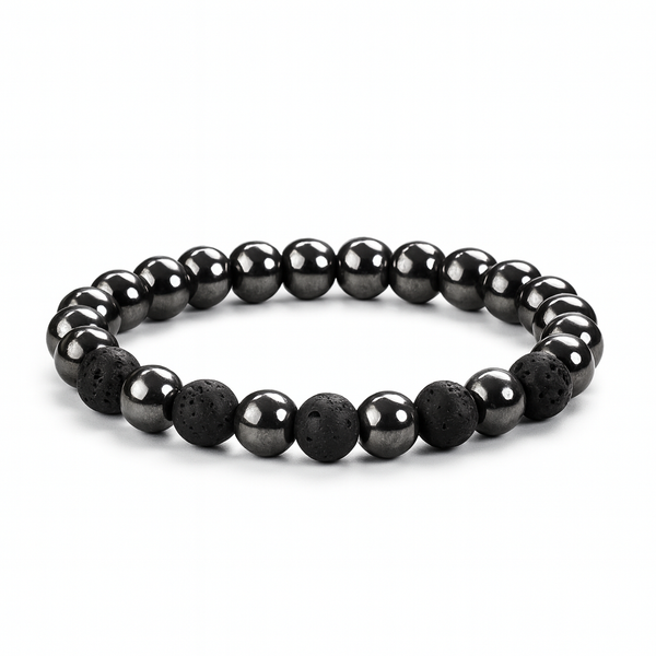 Pulseira em Pedra Hematita com Vulcânica