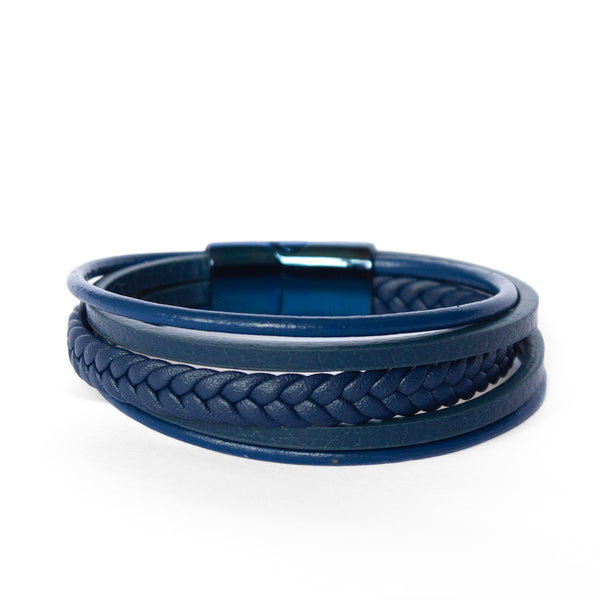 Pulseira de Couro Trançado Azul Pulseira de Couro LUHEM Acessórios Masculinos   