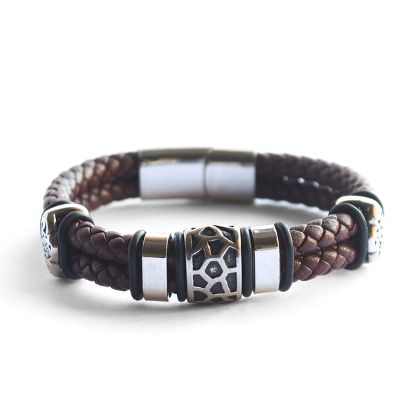 Pulseira de Couro Geometric Elegance