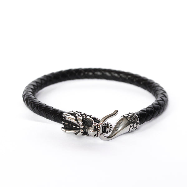 Pulseira de Couro Dragon Noir Pulseira de Couro LUHEM Acessórios Masculinos   