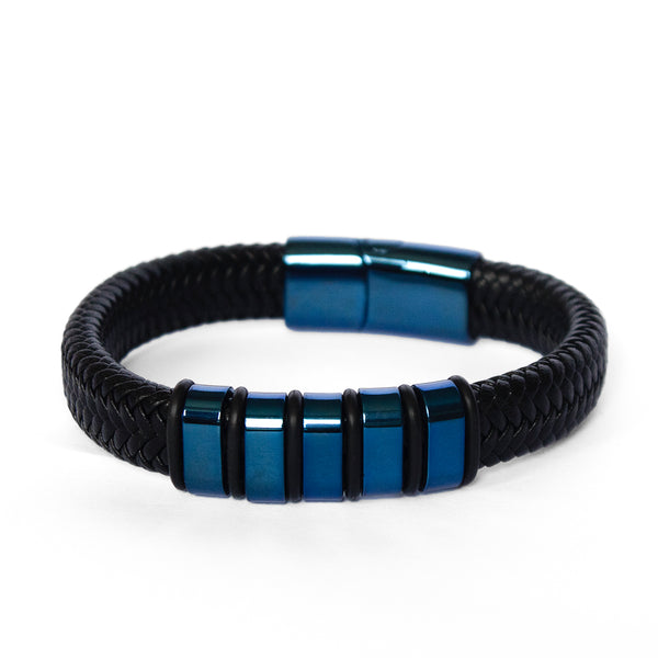 Pulseira de Couro Oceano Azul Pulseira de Couro LUHEM Acessórios Masculinos   