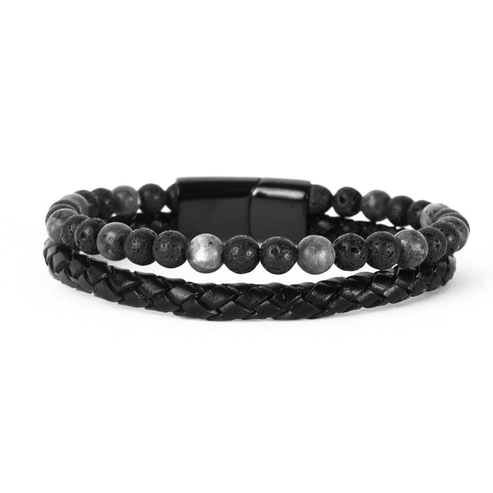 Pulseira de Pedra Vulcan Pulseira de Couro LUHEM Acessórios Masculinos   