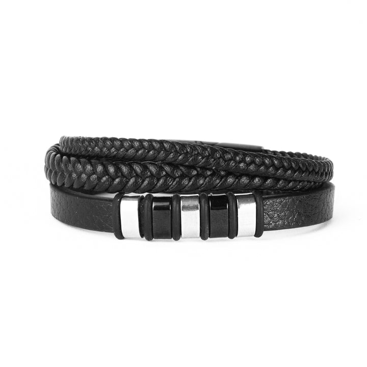 Pulseira de Couro Black Braid Pulseira de Couro LUHEM Acessórios Masculinos   