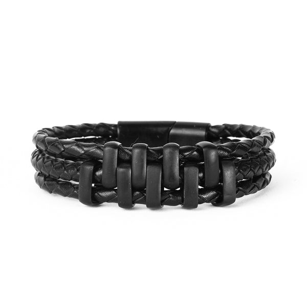 Pulseira de Couro Back to Black Pulseira de Couro LUHEM Acessórios Masculinos   