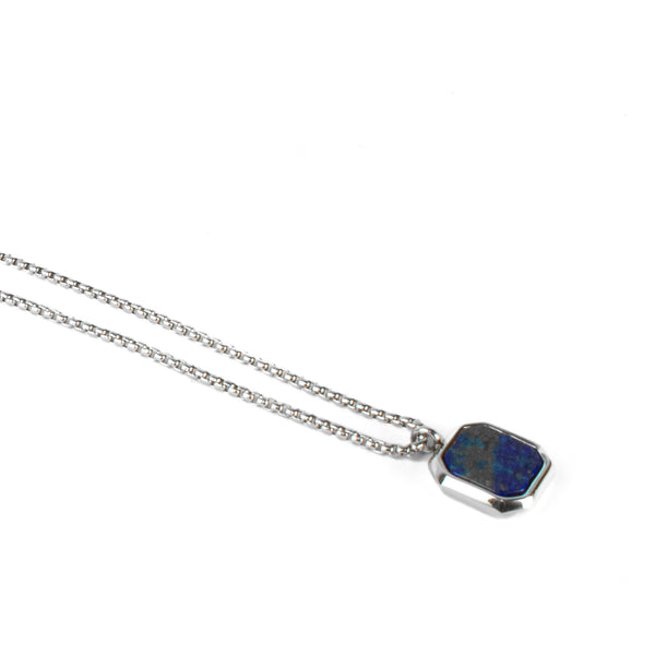 Colar de Aço com Pedra Lápis Lazuli