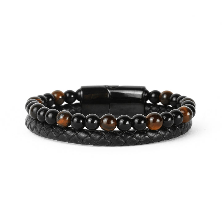 Pulseira de Pedra Enigma Pulseira de Couro LUHEM Acessórios Masculinos   
