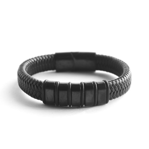Pulseira de Couro Noir Sleek