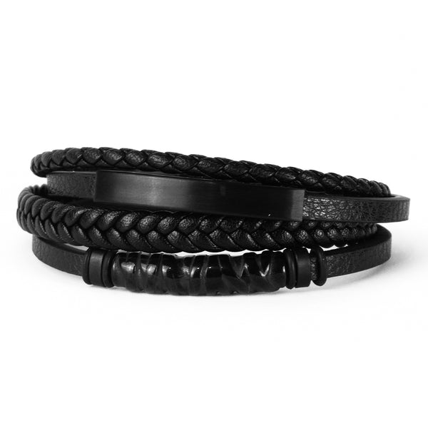 Pulseira de Couro Black Dahlia Pulseira de Couro LUHEM Acessórios Masculinos   