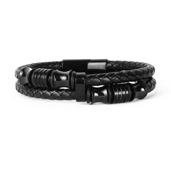 Pulseira de Couro Black Wrench Pulseira de Couro LUHEM Acessórios Masculinos   