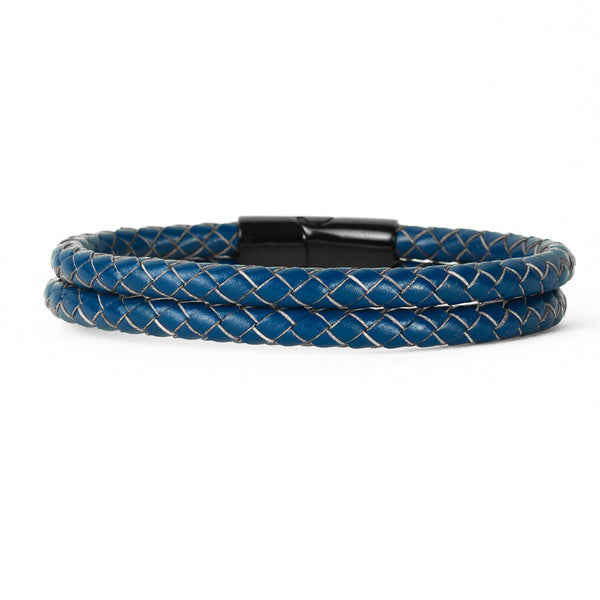 Pulseira de Couro Traçado Azul Pulseira de Couro LUHEM Acessórios Masculinos   