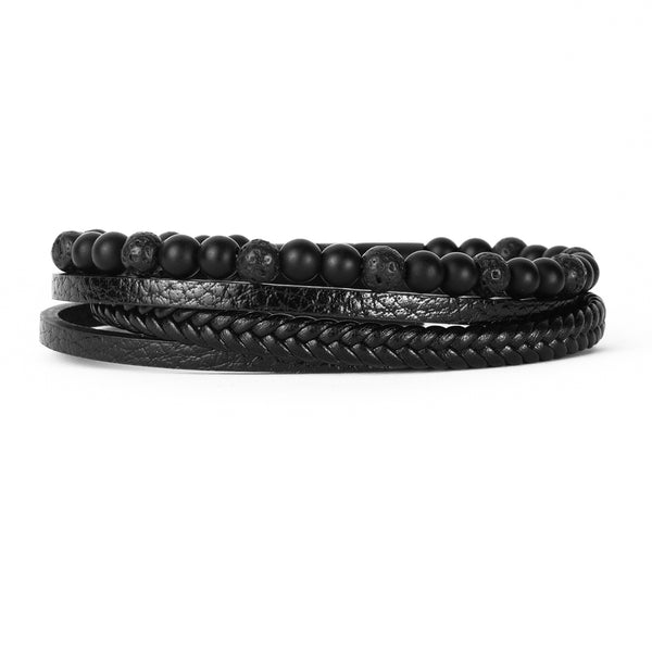 Pulseira de Pedra e Couro Labyrinth Pulseira de Couro LUHEM Acessórios Masculinos   