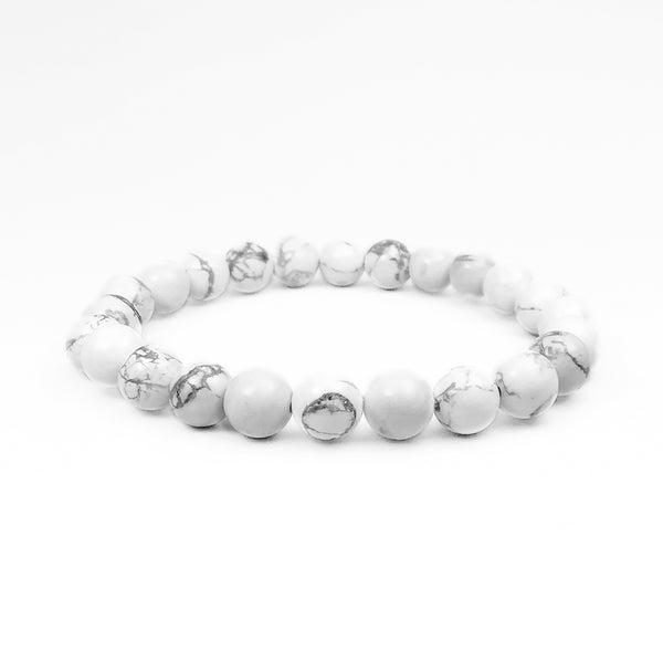 Pulseira Masculina em Pedra Howlita Branca Pulseiras em Pedras LUHEM   