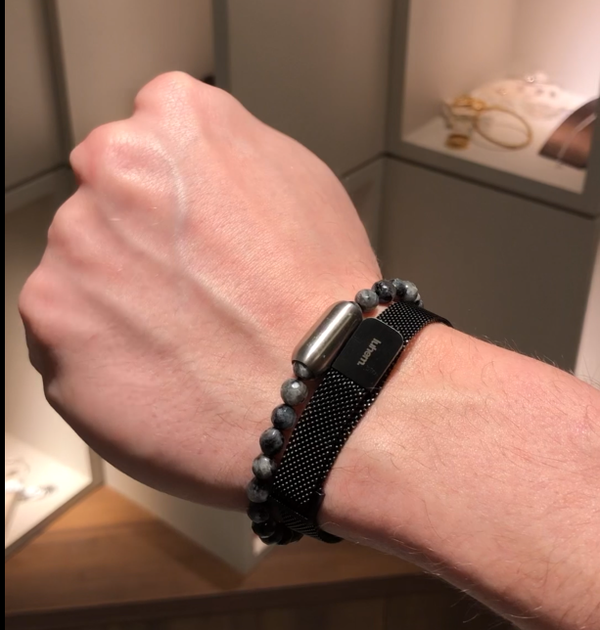 Kit Instagram - Pulseira de Pedra com Fecho Magnético + Pulseira Malha de Aço