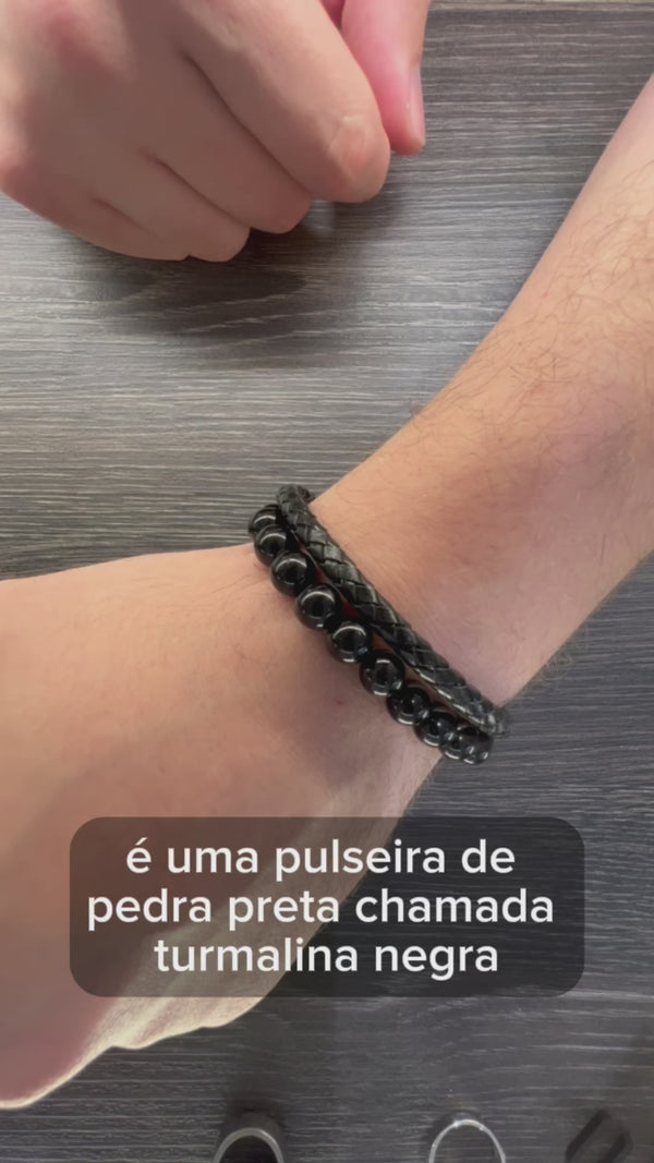Pulseira de Couro Natural e Prata 950