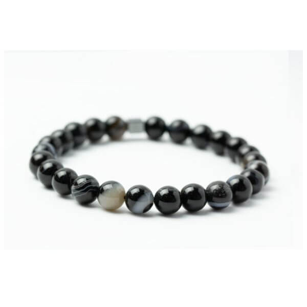 Pulseira Masculina de Pedra Agata Negra Pulseira LUHEM Default Title  