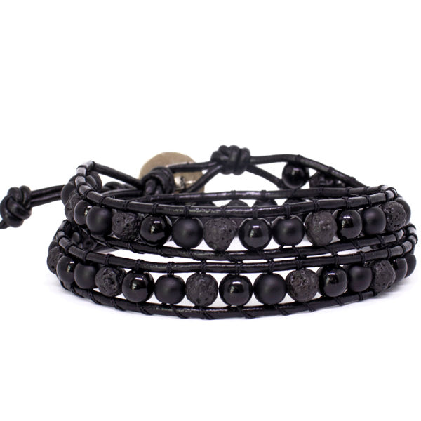 Pulseira Chan Luu em Pedra Murano Vulcânica Onix Pulseira LUHEM   