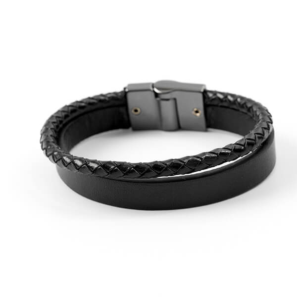 Pulseira Masculina de Couro Back Black Pulseira LUHEM   