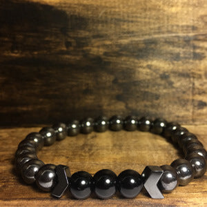Pulseira Masculina em Pedra Hematita com Onix Pulseiras em Pedras LUHEM   