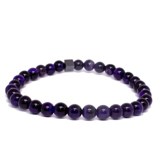 Pulseira Pedra Olho de Tigre Roxa Pulseiras em Pedras LUHEM   