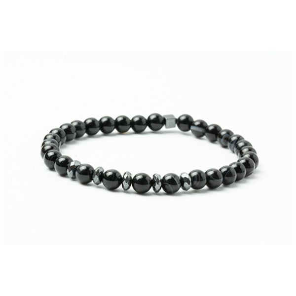 Pulseira Masculina em Pedra Onix e Hematita Pulseiras em Pedras LUHEM Default Title  