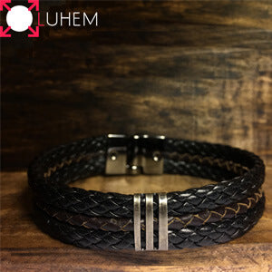 Pulseira Masculina em Couro Soren Two Pulseira LUHEM   