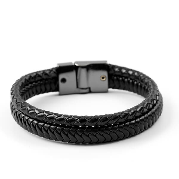 Pulseira Masculina de Couro Trançado Duplo Ackel Pulseira LUHEM   